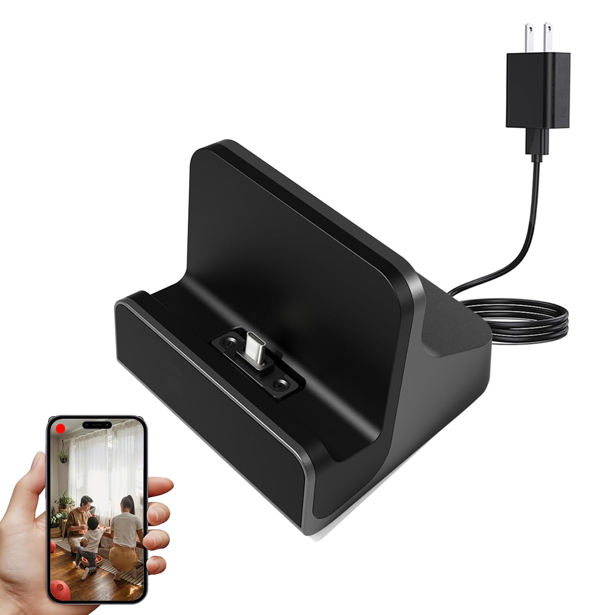 LIZVIE USB-C Phone Charger Hidden Camera Motion Detection - App View Control - Loop SD Storage - 170