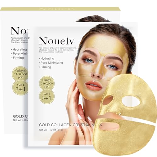 OAKSII 24K Gold Bio Collagen Face Mask, Hydrating Bio Collagen Mask Overnight Collagen Mask Hydrating Collagen Real Deep Mask Skin (34g x4ea)