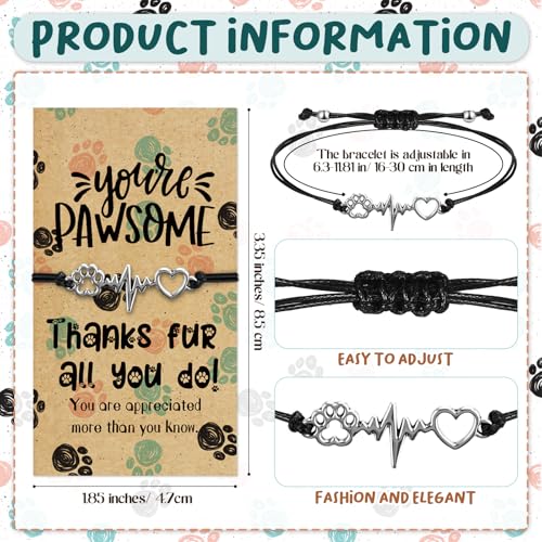 Sasylvia 30 Set Vet Tech Week Appreciation Gifts Bulk Inspirational Bracelet with You're pawsome Motivational Card Thank You Gift for Veterinary Technician Doctor Nurse Coworker Clinic Supplies2