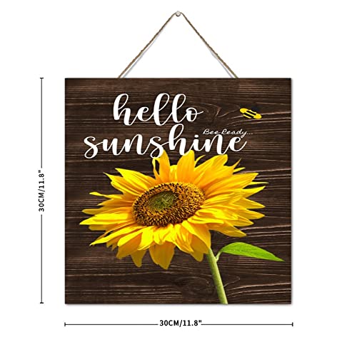 Plaque en bois Hello Sunshine pour une décoration chaleureuse et joyeuse