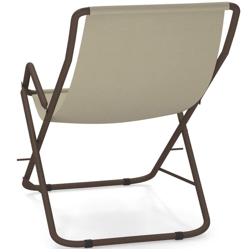 Emu Bahama Sdraio Oscillante Pieghevole Art. 170 Colore Marrone d'India 41 Telo in Textilene Colore Beige