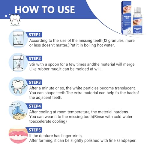 Image of Tooth Repair Kit, Safe and Effective Fake Teeth Replacement, for Fixing Missing & Broken Teeth Replacement, Smile Confidently with 30ml Tooth Beads + 4 Dental Tools