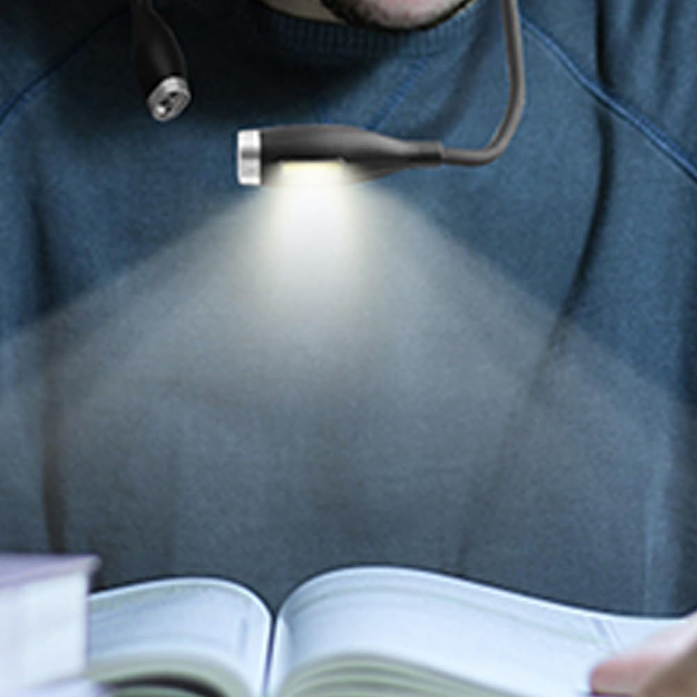 Luz LED de Lectura para el Cuello: Brazos Flexibles, Brillo Ajustable, lámpara Recargable para Actividades Nocturnas