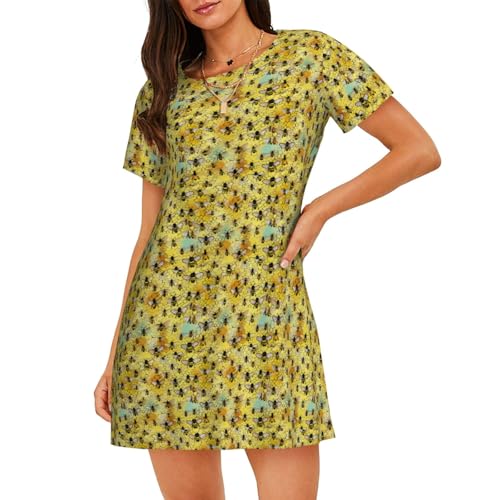 Chemise de nuit respirante contre la chaleur vêtement de nuit léger abeille