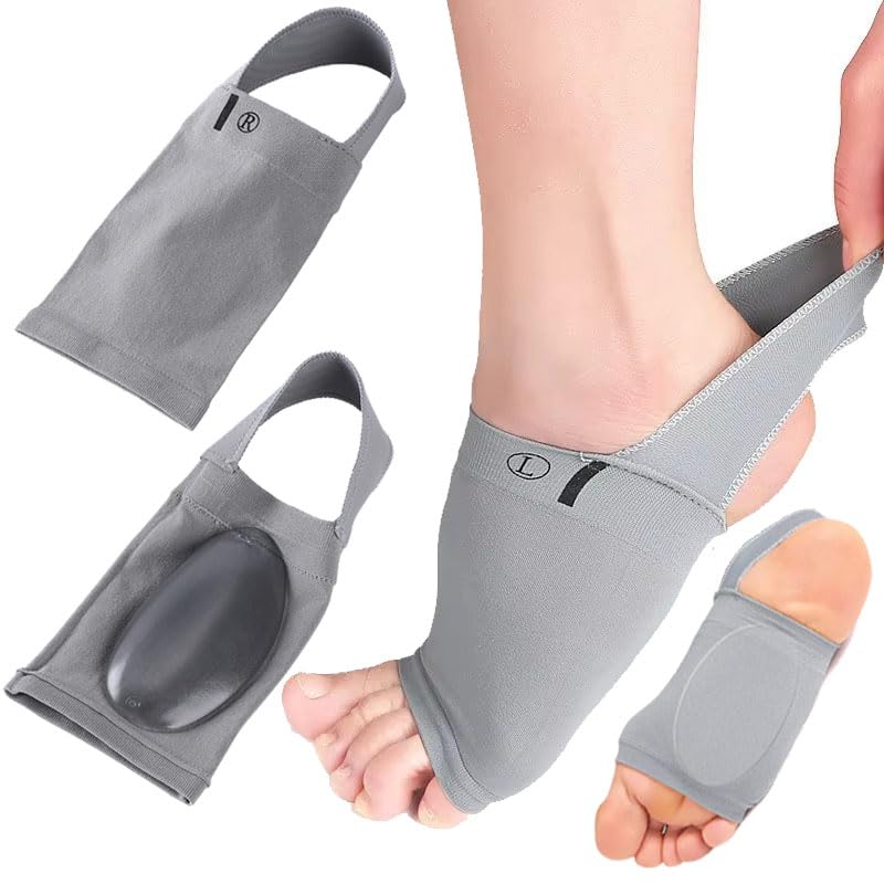 2Pcs Arch Support Sleeve with Gel Pad Inside for Plantar Fasciitis Relief Compression Brace Foot Arch Support for Flat Feet High & Fallen Arch for Men Women