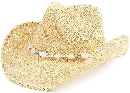 Men Women Cowgirl Straw Western Cowboy Hat