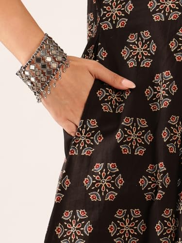 Image of Vbuyz Women's Cotton Floral Print A-Line Regular Fit Kurta
