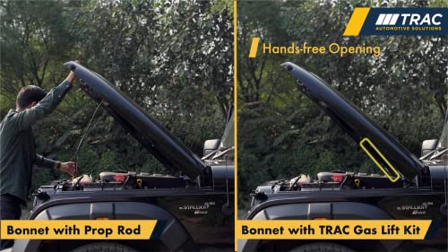 Image of TRAC Hand Free Hood /Bonnet Opening Gas Spring System Compatible with Mahindra THAR &Thar ROXX (Gas Springs + Brackets) -ULTRA Lift Dynamic Gas Spring | Car Accessory | Easy Installation