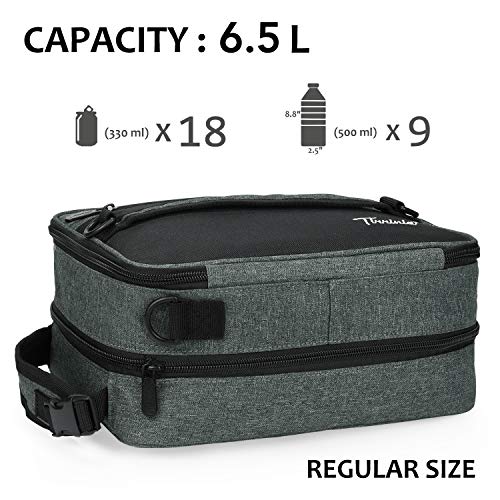 Expandable Insulated Lunch Bag, Leakproof Flat Lunch Cooler Tote With Shoulder Strap For Men And Women, Suitable For Work & Office By Tirrinia, Charcoal #TOP2
