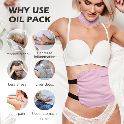 Image of Castor Oil Pack Wrap with Organic Cotton Flannel, Reusable Castor Oil Packs for Stomach, Castor Oil Pack for Liver Detox, Castor Oil Pack Kit Purple（Castor Oil Not Include)
