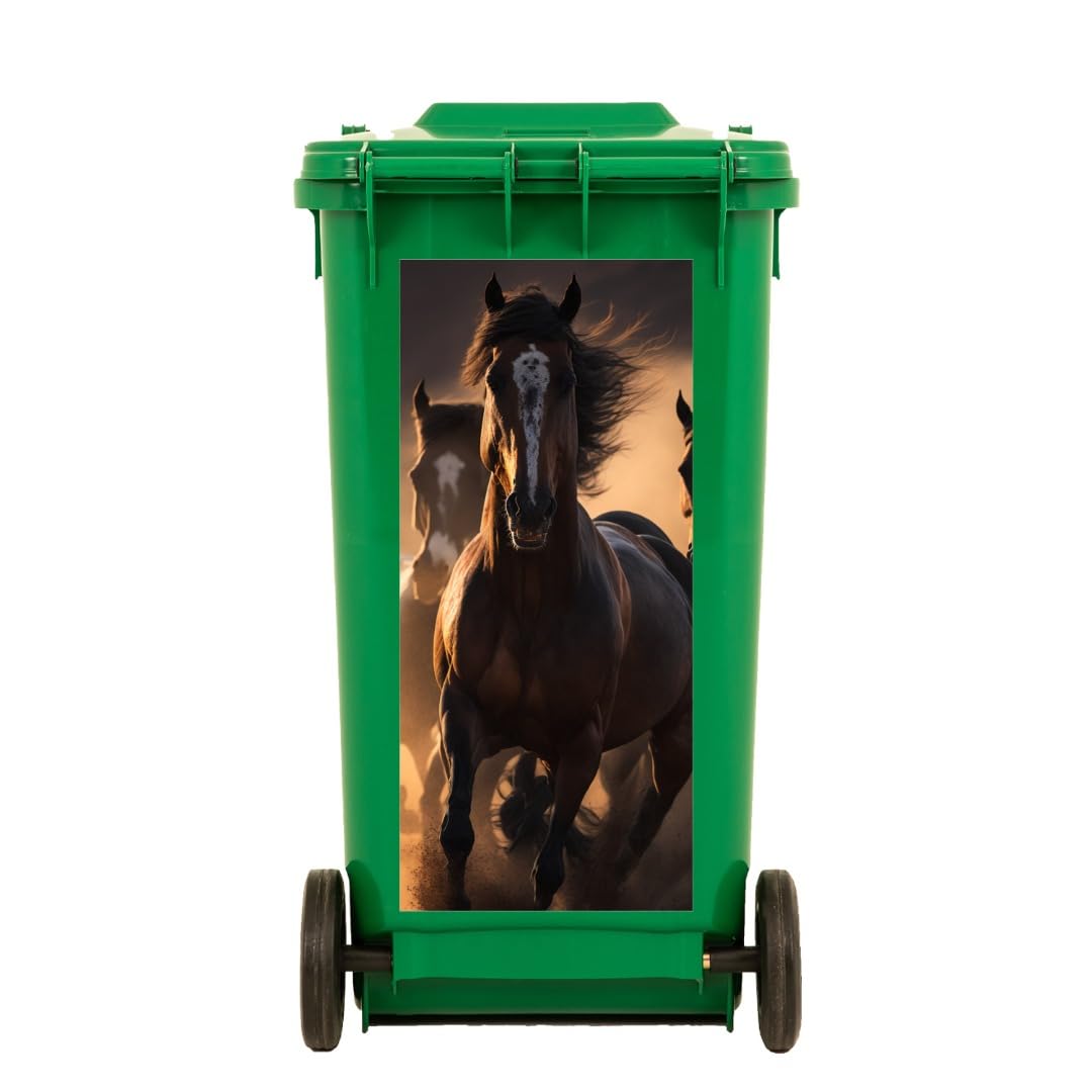 Stukk 2X Sheets Horse Wheelie Bin Sticker Dustbin Sticker Self Adhesive Indoor Outdoor Sticker House Decoration Fridge BinWallStickers