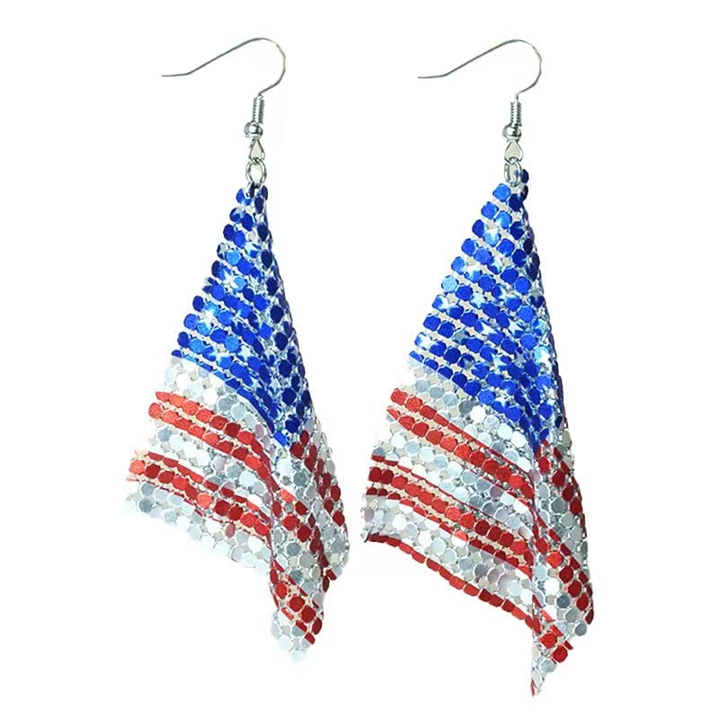 Image of American Flag Earrings for Women and Girls, Independence Day 4th of July Drop Dangle Earrings Patriotic Hook Earrings Fashion Jewelry