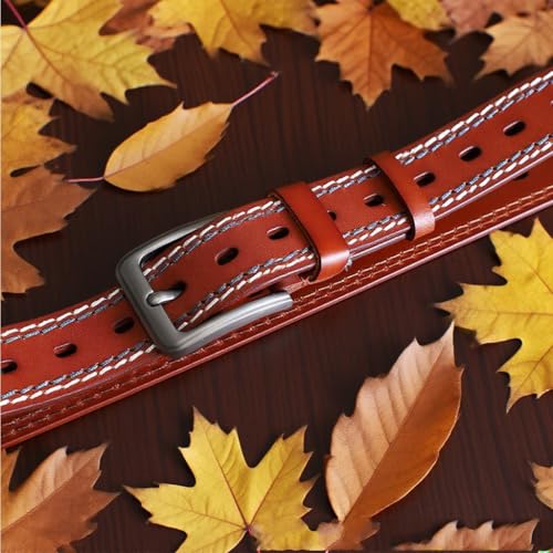 Leather Casual Belt, Durable, Hand-stitched, Pin Buckle, Retro Wide Belt Trendy with Skirts and Jeans, Gift3