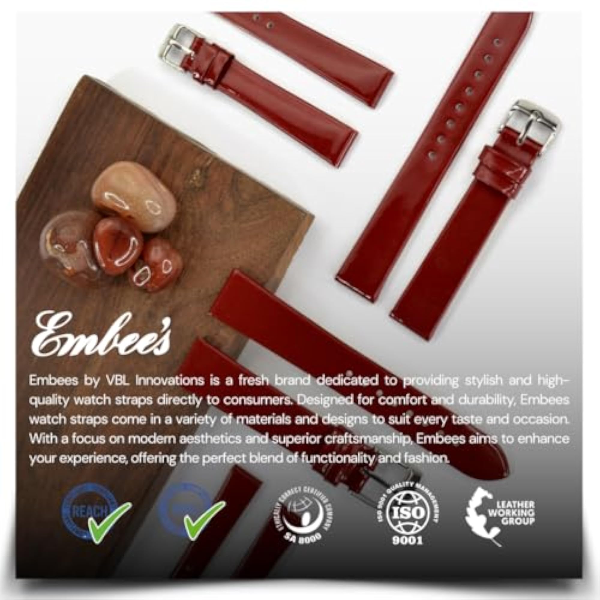 Genuine Leather Watch Strap 20mm with SS Buckle