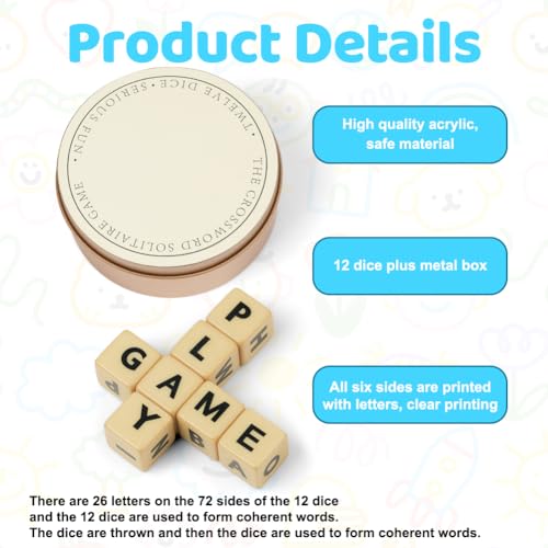 Vicloon Crossword Solitaire Game, Fun Word Combination Game, Crossword Solitaire Dice Game - Image 3