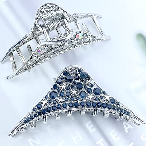 2 Piezas Pinzas de Pelo Vintage con Estrás, Pinzas de Garra de Metal en Forma de Estrella miniatura 4
