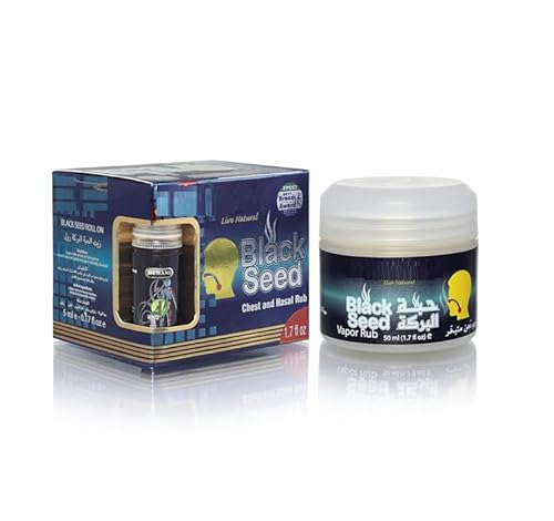 Vapor Rub Black Seed Ointment - Soothes Chest Congestion and Muscle Pain Includes 50ml Jar and 10ml Roll on Massage Oil, a Dynamic Duo Designed to Tackle Common colds, Muscle Fatigue, and More