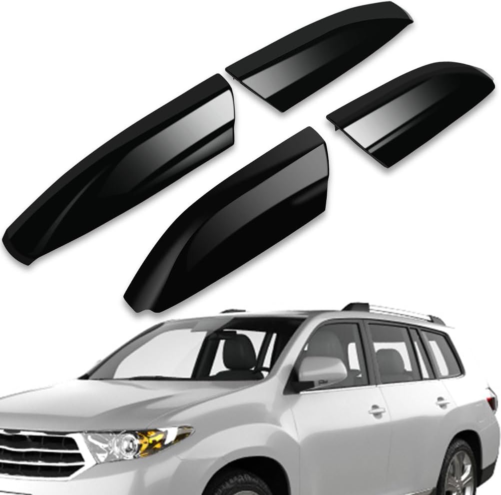 ECCPP Black Roof Rack Side Rails End Covers 4pcs Shell Cap ABS Plastic Replacement Fit For Toyota For Highlander 2008 2009 2010 2011 2012 2013