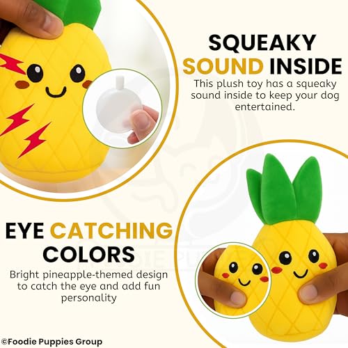 Image of Foodie Puppies Interactive Dog Squeaky Plush Toy - (Pineapple) | Durable Crinkle Papered, Cotton Stuffed Chew Toy for Teething, Cuddling, Playing and Training | for Small to Medium Dogs (Size: 21cm)