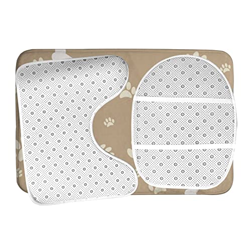 DIRYKILP Badematte + Konturmatte + Toilettendeckelbezug, Hundepfotendruck Knochen 3 Stück Badematten Set, mit rutschfester Klebeunterseite – Bild 7