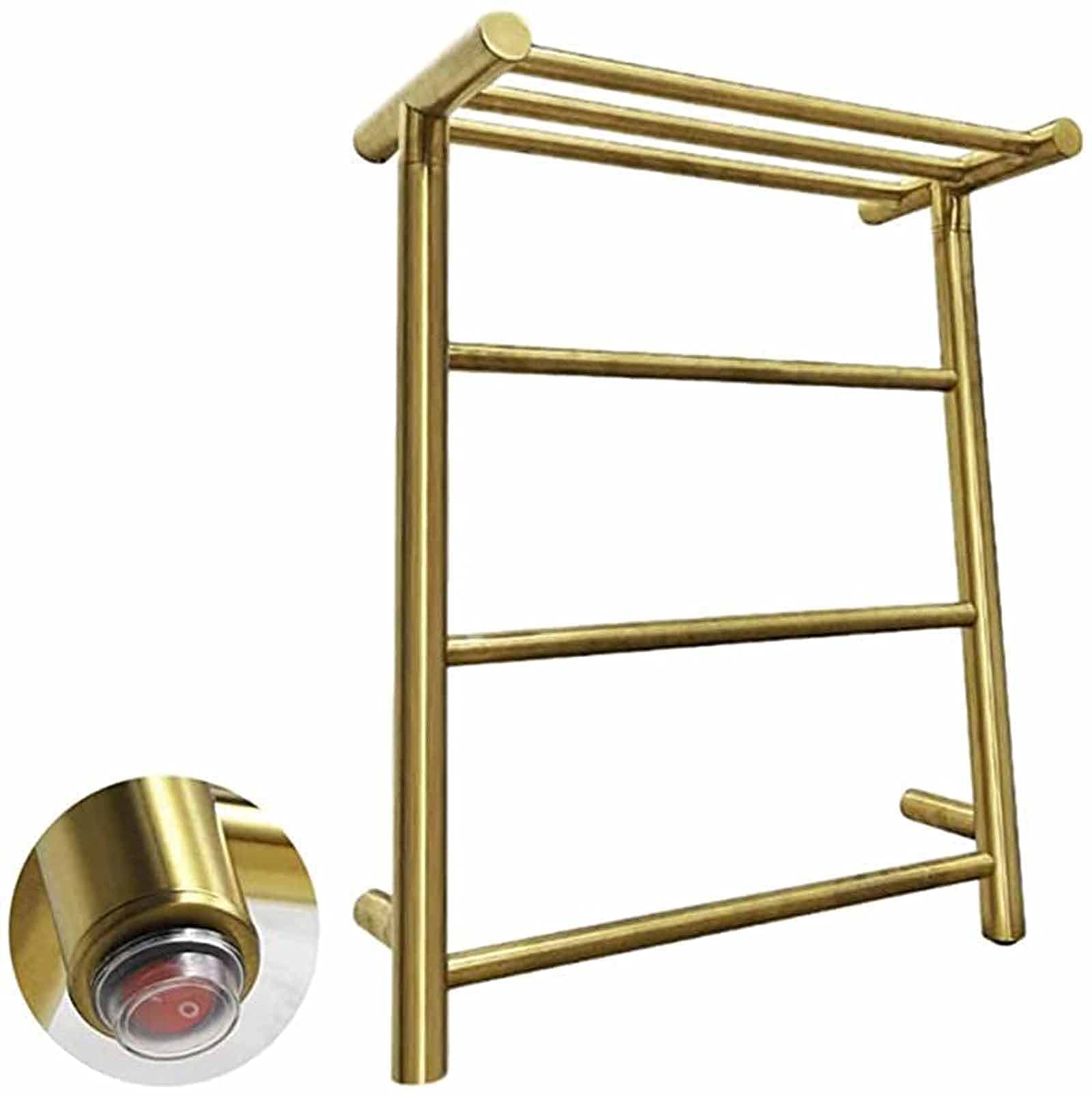 Calentador de Toallas de Acero Inoxidable 304, toallero eléctrico de Pared con radiador, con Estante para baño, cableado (Plug in)