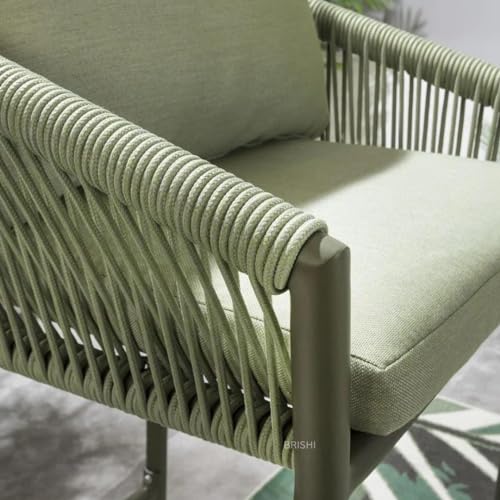 Image of BRISHI Outdoor Bar Set Garden Patio Bar Set 1 +4 4-Chairs and 1-Table Set Balcony Braid & Rope (Green)