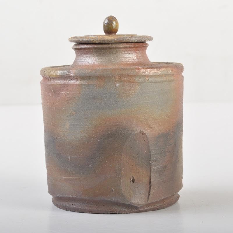 茶道具 備前焼 柴岡香山作 茶入 仕覆付 共箱 V 6502 板谷波山の