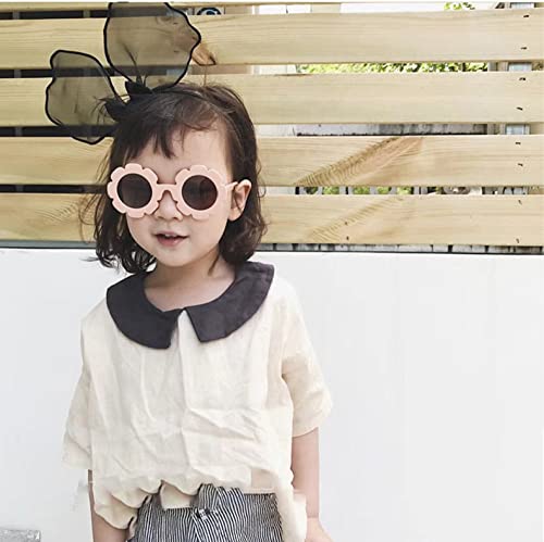 HMRGLMIE-Kids Sunglasses Girl Round Flower Frame Retro Cute Sun Glasses Children Shades UV4002