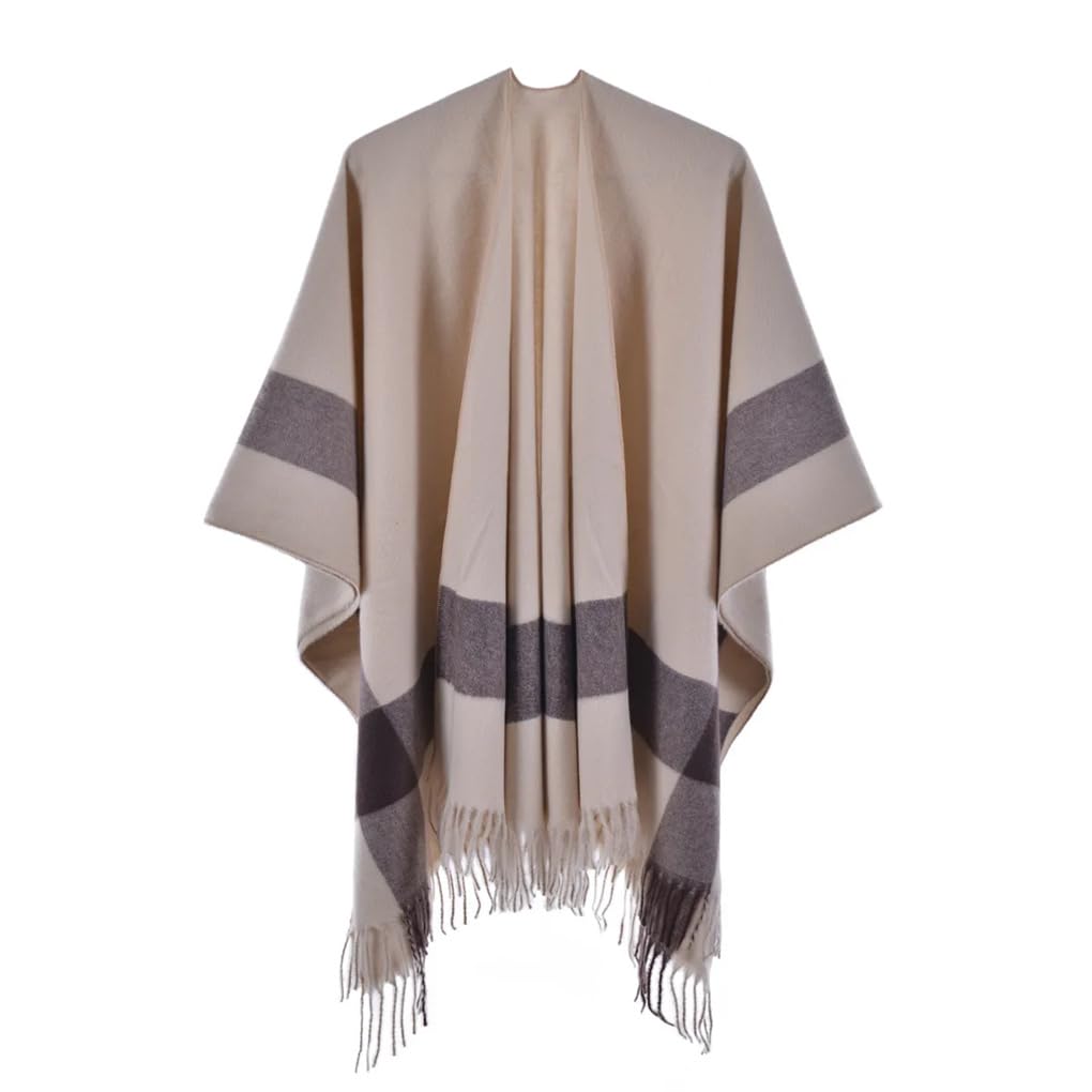 Femmes Tricot Double Face Pull Châle Automne Hiver Chaud Jacquard Tricot Poncho Manteau