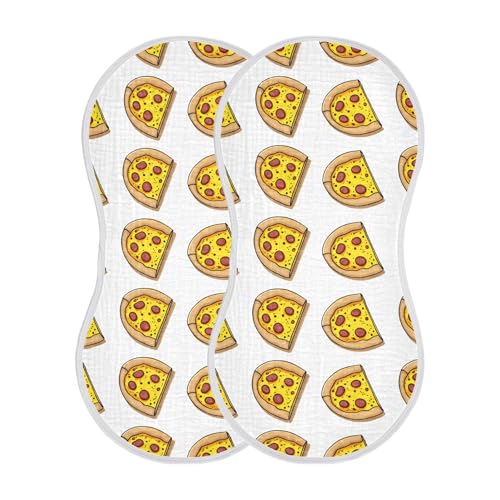 xigua Cartoon Pizza Slices Muslin Baby Burp Cloths Set of 1, Super Soft & Absorbent Burping Rags, Cotton Burp Clothes Shower Gift for Newborn, Baby Girls and Boys2
