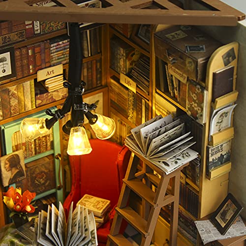Zerone DIY Buchladen Modell, Miniatur Puppenhaus Stereoskopisches Form-Set DIY Buchladen Modell handgefertigte… – Bild 7