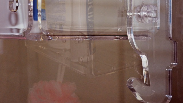 Mensola Doccia MELIA In Cristallo Acrilico - Portasapone Da Appendere Senza Viti 65x25x12cm - Foto 3