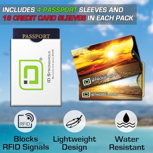 Image of RFID Blocking Credit Card Sleeve Protectors - USA Made Slim Wallet Inserts for Credit Cards, Debit Cards & ID Protection (20, Sunset 20 Pack)
