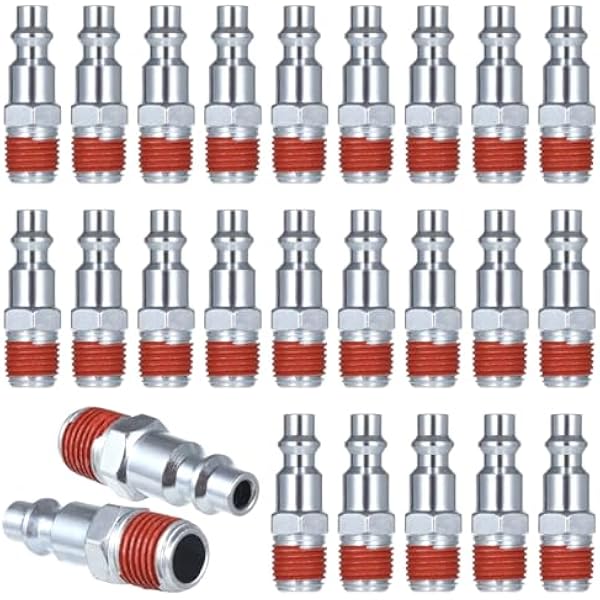 25 szt. męskich złączek pneumatycznych 1/10.2 cm NPT, złączka węża pneumatycznego 1/10.2 cm, adapter do szybkiego łączenia, złączka do naprawy węża powietrza, kompatybilna ze sprzęgłem powietrza typu