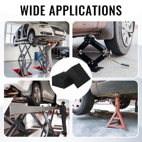 Image of Pangda 8 Pack Solid Rubber Auto Lift Pads 6-3 /8 inch x 4-3 /4 inch x 3.15 inch Anti-Skid Lift Block Spacer Pad for Automobile Car Lifts, Jacks and Racks, 4000 Lbs Capacity