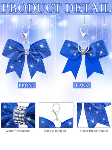 Image of Tondiamo Cheer Bow Keychain Cheer Keychain with Rhinestones Cheerleader Keyrings for Team Gift Cheerleading Sports Accessory