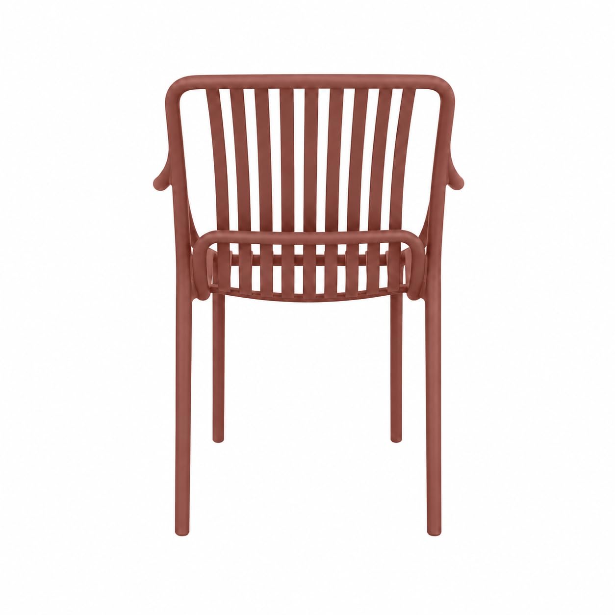 Totò Piccinni Sedia DOGA CON BRACCIOLI in Polipropilene Made in Italy, Design Moderno a Doghe per Interno ed Esterno (Terracotta 4 Pz)
