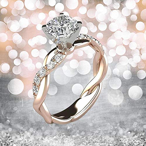 iLH Clearance Deals Rings,Silver Ring Womens Diamond Engagement Wedding Band Rings Jewelry Gift for Moms (Rose Gold, 10) - Thumbnail 4