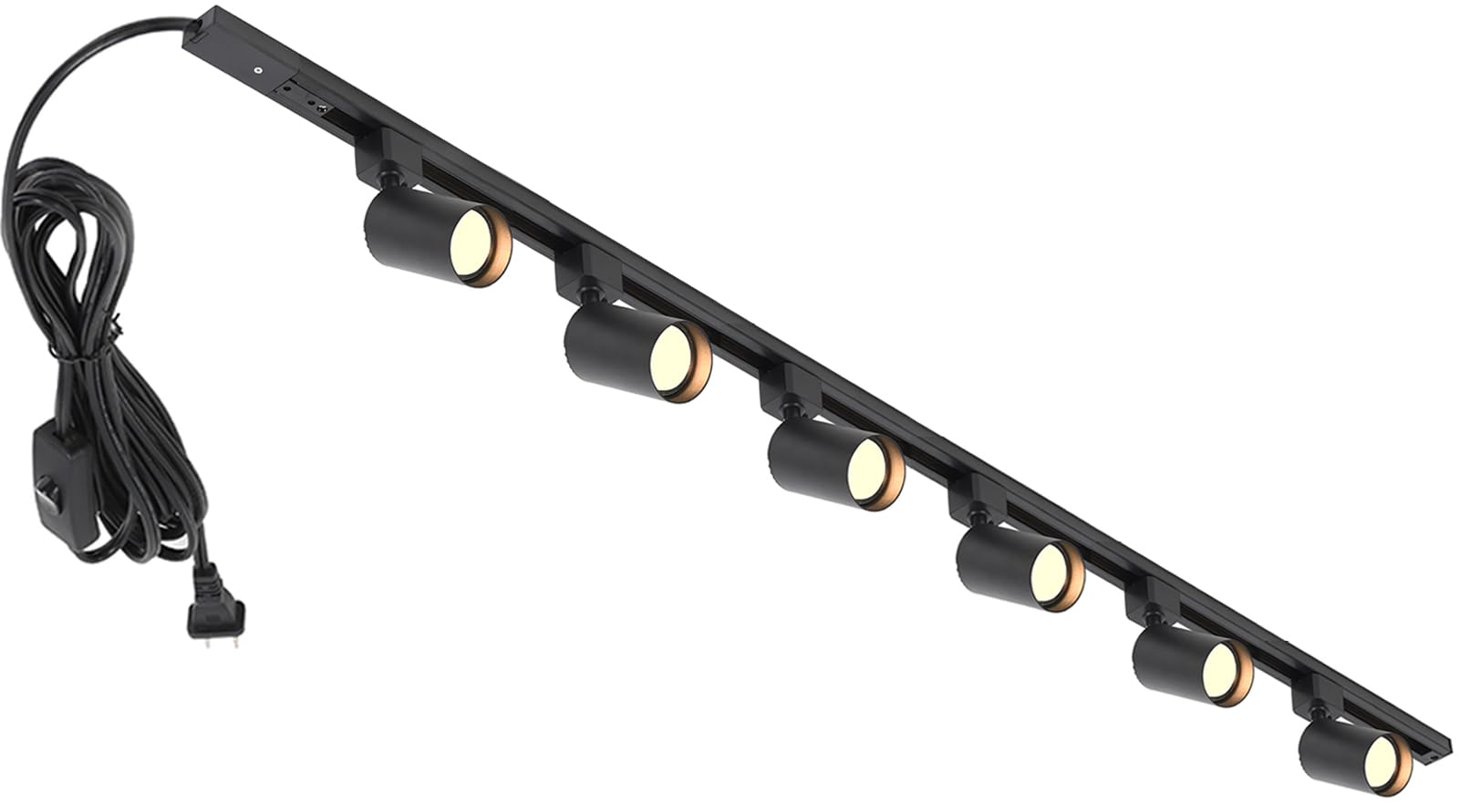 Hiiglxii Plug in Track Lighting with Power Cord, 6-Light LED Track Lighting Kit with Track Rail, Modern Kitchen GU10 Track Lighting Fixtures Plug in Ceiling Light with 13FT Plug Cord, Black (No Bulbs)