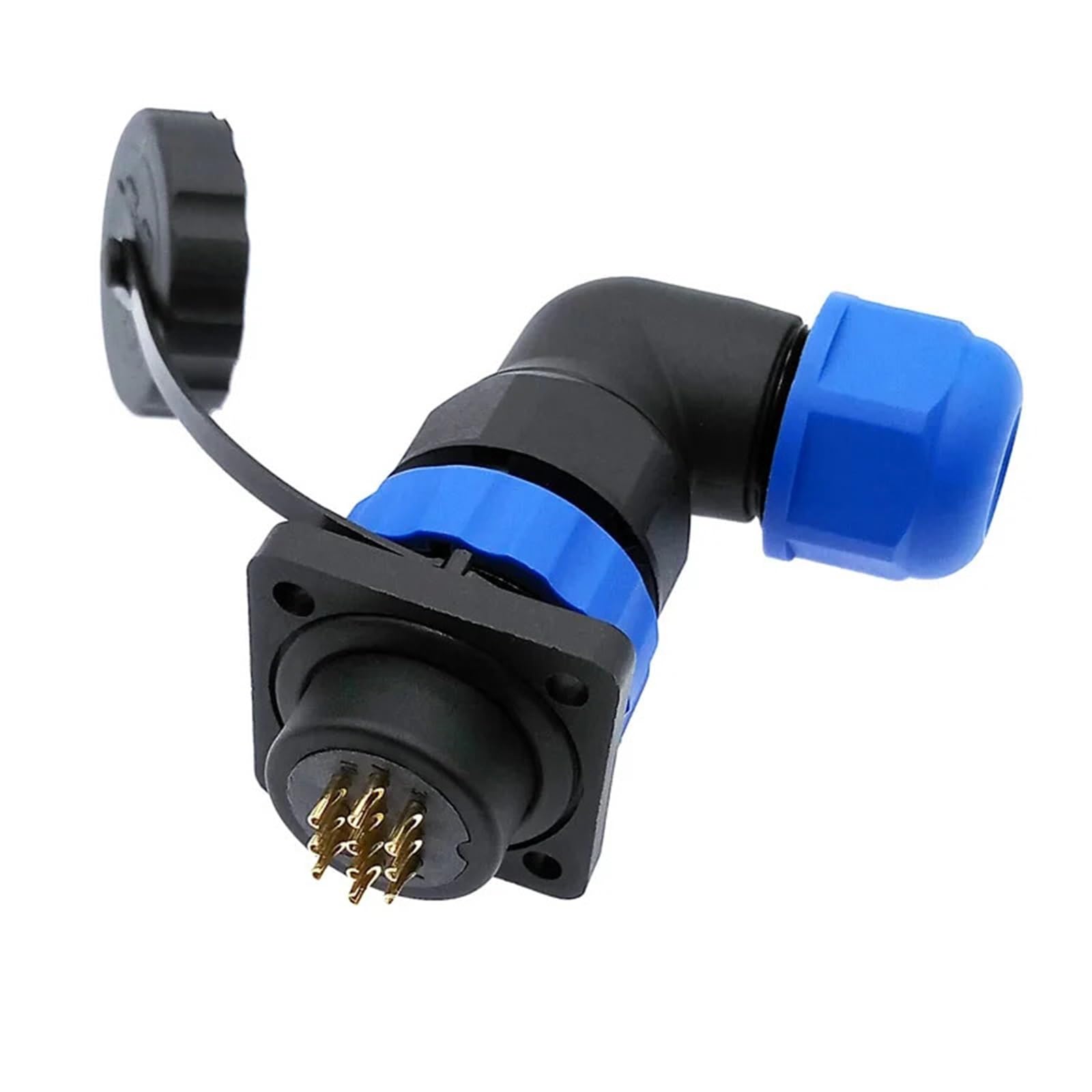 Conector impermeable IP68 SP20 angular de 90 grados para proteger conexiones eléctricas 6