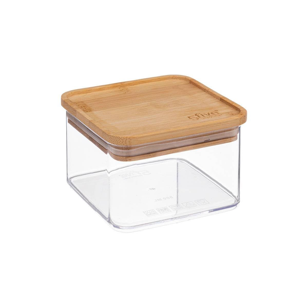 5five - caja cuadrada "eske" con tapa de bambú 0,5l