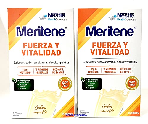 (395715) Compatible con Meritene Vainilla Fuerza y Vitalidad| Sabor Vainilla 15 sobres.- Pack 2Un.(total 30 sobres)