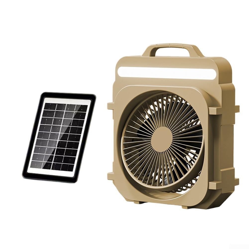 Ventilatore da terra portatile alimentato a energia solare, ventilatore da scrivania USB ricaricabile con 5 velocità e LED, raffreddamento telescopico silenzioso per campeggio, viaggi, casa, ufficio