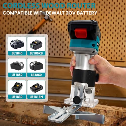 Cordless Router Compatible with Makita 18V Battery, 800W Brushless Wood Trimmer with 5-Speed, Straight Guide, Guide Wheel, 15 1/4-Inch Bits and Spanner, Palm Router for Woodworking (Tool Only) 6 Cordless Router Compatible with Makita 18V Battery, 800W Brushless Wood Trimmer with 5-Speed, Straight Guide, Guide Wheel, 15 1/4-Inch Bits and Spanner, Palm Router for Woodworking (Tool Only) - Image 6