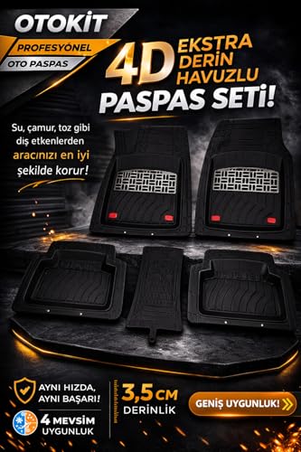 Oto Paspas — Jeep Renegade 2015-2025 ile Uyumlu 4D Havuzlu Universal Siyah Seti 53032977