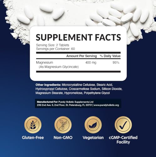 Image of Magnesium Glycinate 400mg, Sleep & Relaxation Support, High Absorption
