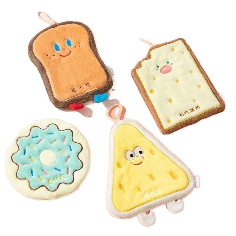 SHRIVYAA 2 Pack Cute Cartoon Mini Hand Towels for Kitchen, Bathroom, Kids, Face & Hand Wiping, Soft Hanging Towel Set for Home, Office & Travel (4, Count, 4, Food Theme Towel)-image-25