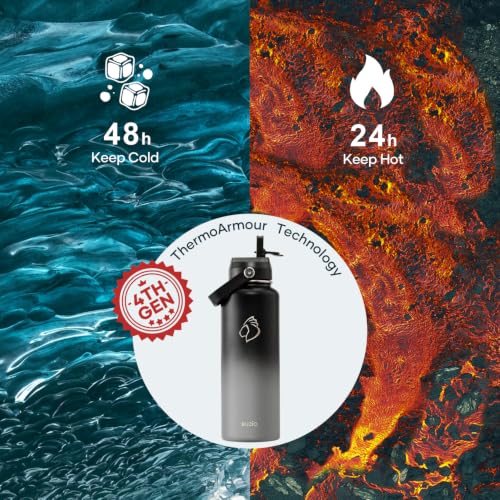 Image of BUZIO Triple Wall Vacuum Water Bottle with Dust-Proof Straw & Spout Lids