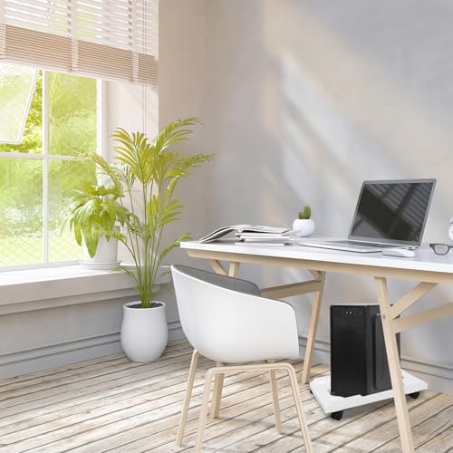 Soporte para torre de computadora con ruedas móviles, soporte ventilado para CPU bajo el escritorio, ideal para oficina en casa y entornos de trabajo, ofrece estabilidad y movilidad miniatura 4
