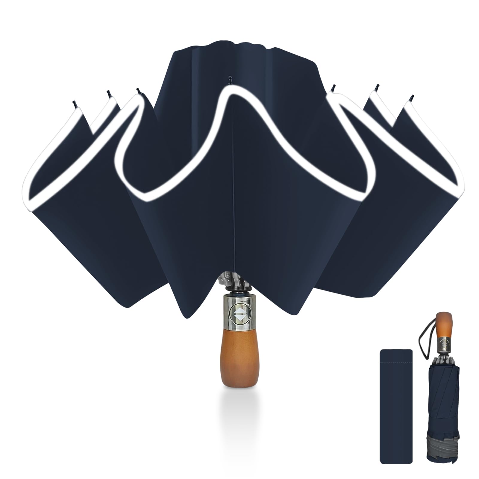 Repel - Ombrello antivento da viaggio con rivestimento in teflon (nero